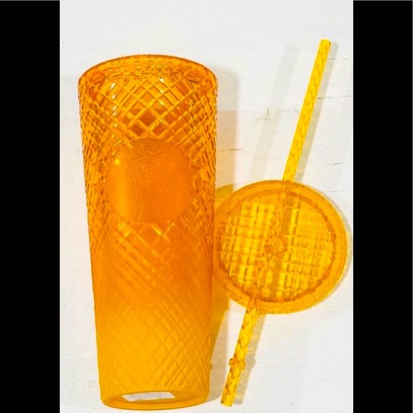 Starbucks Mango Ombre Jeweled Studded Cup Orange Cold Tumbler Venti 24oz 2022 - Picture 4 of 9